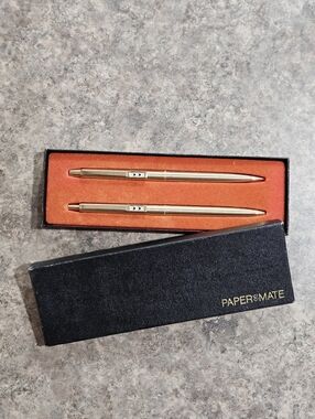 Paper Mate Gold Tone Pen and Pencil Set Vintage